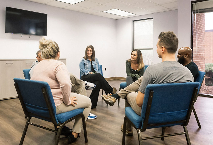 Group therapy session with patients